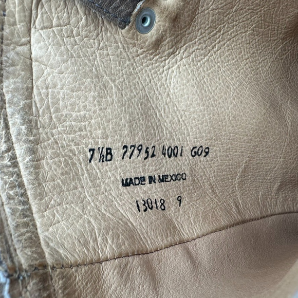 Frye Maxine Trapunto Harness Boots Womens 7.5 B Taupe Leather Cowgirl Western - Picture 7 of 9